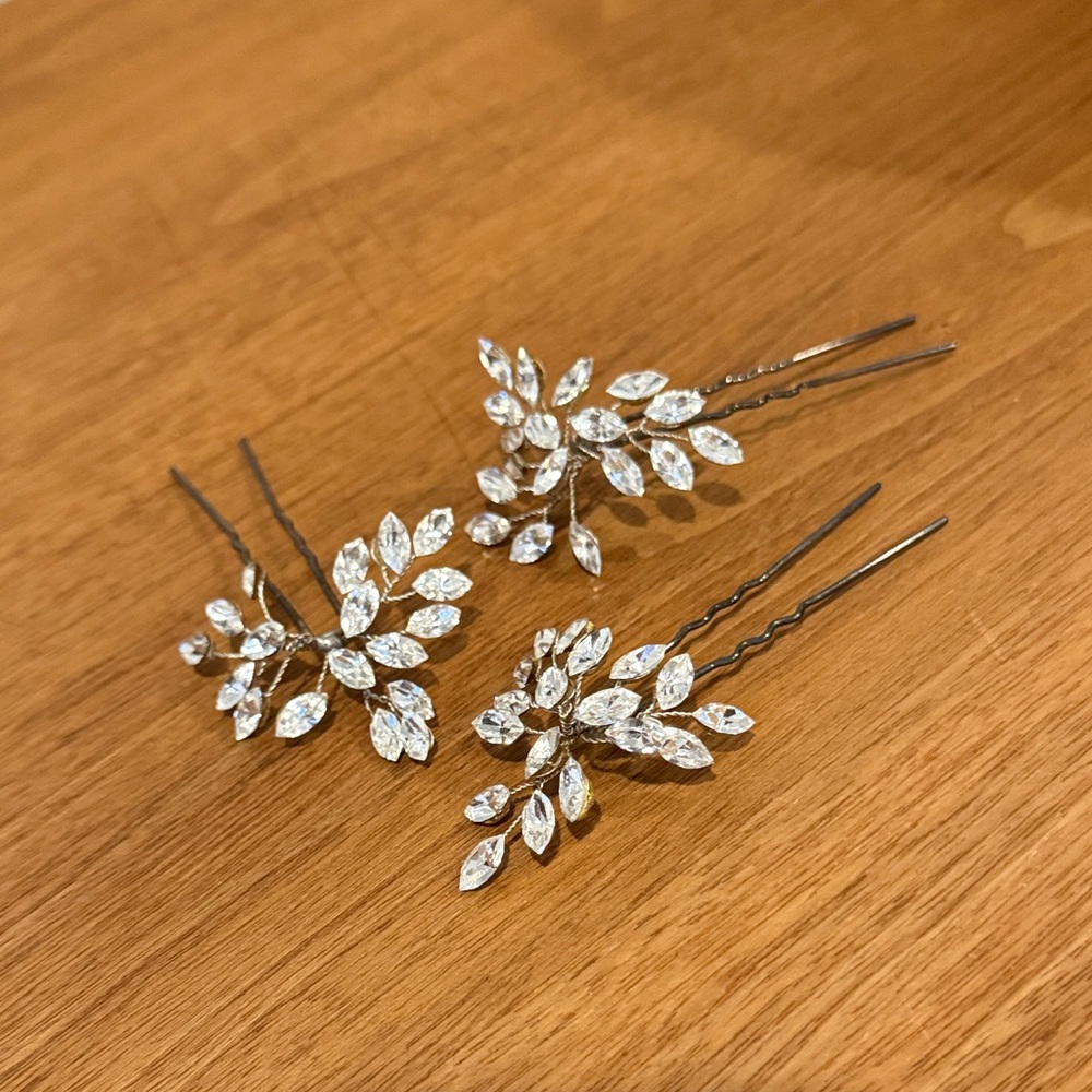 Erica Koesler Navette Rhinestone Hair Pins- set of 3